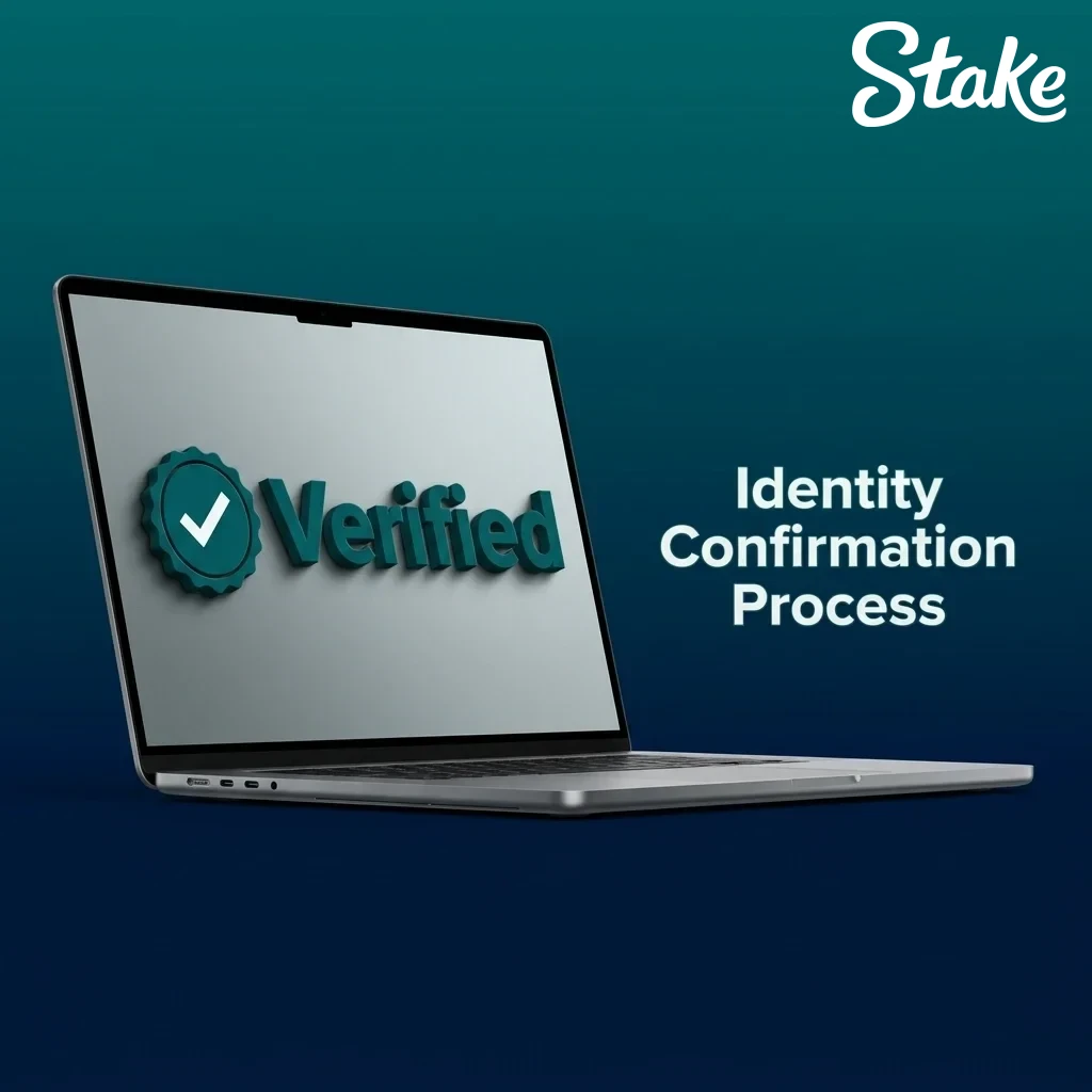 Steps for the identity confirmation process on Stake betting site, showing how to upload a government ID for payouts.