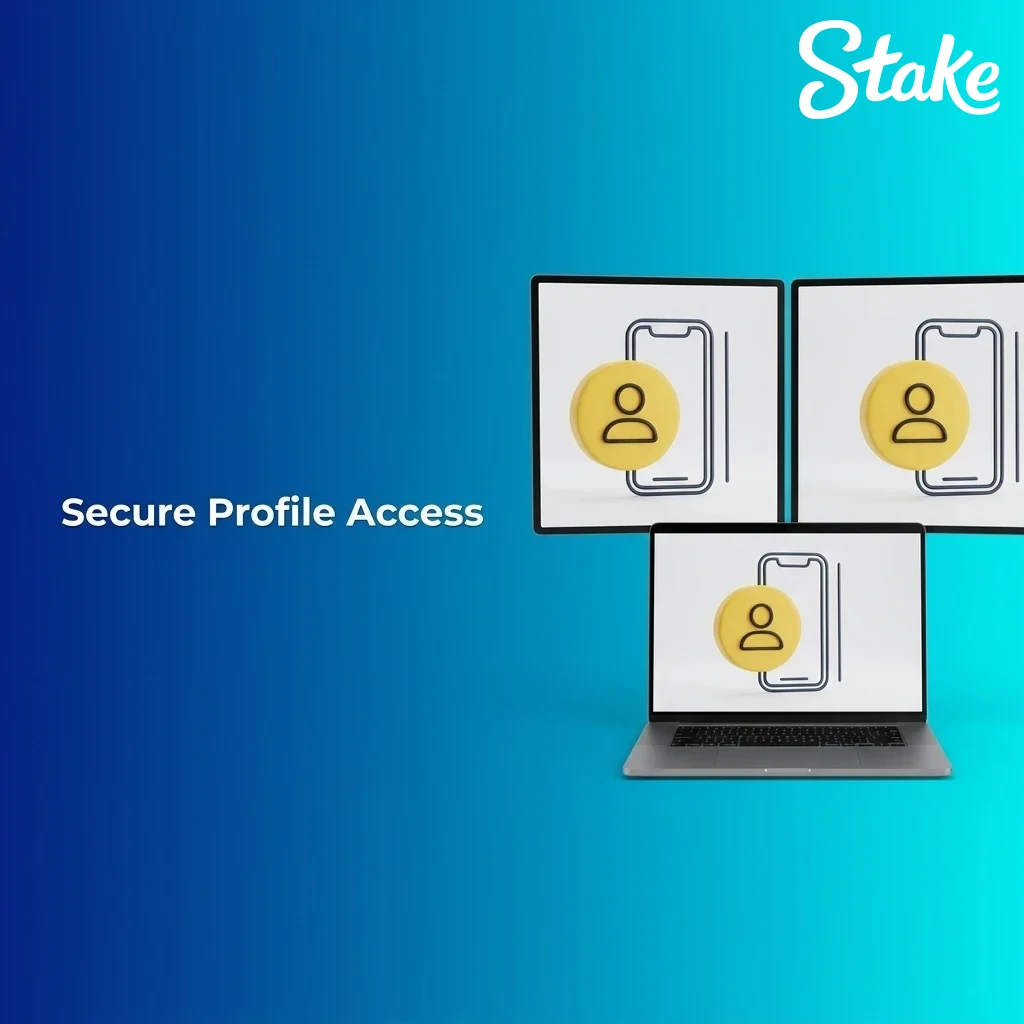 Secure profile access on the Stake official website displaying login steps, 2FA, and dashboard entry.
